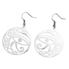 Eye of Ra Earrings 316L Surgical Stainless Steel Egyptian God Horus Dangles