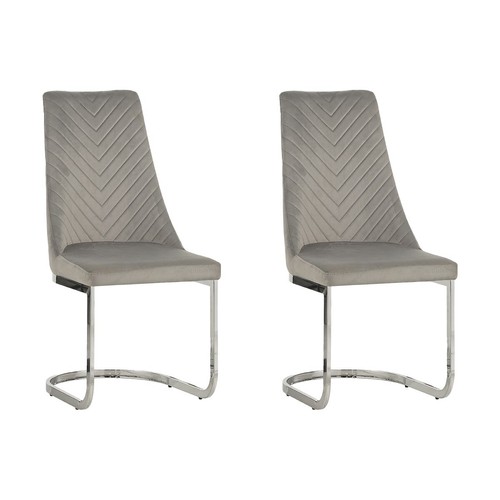 Armless Soft Velvet with Silver Chrome Metal Frame Dining Chairs Kitchen Office - Picture 16 of 26