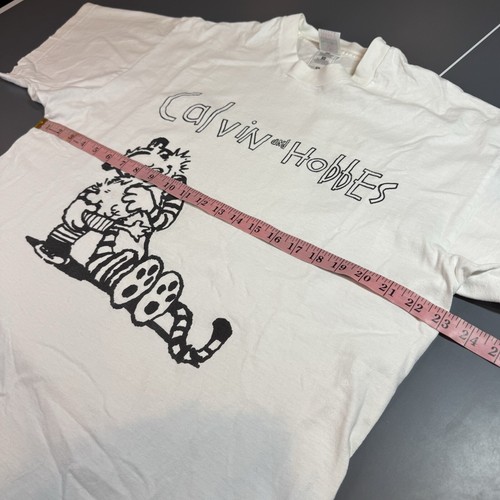 Vintage Calvin And Hobbes T Shirt XL White Single Stitch Comic Strip - Picture 9 of 10
