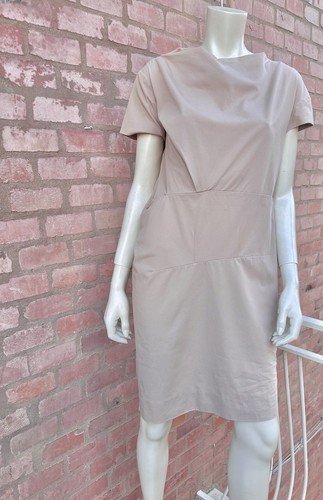 MARNI Short Dress Draped Nude Pink Beige Skin Cotton Business Office Size IT40 S - Picture 2 of 23