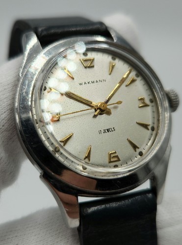 Wakmann Men's Vintage 32 mm Silver Tone Case 17 Jewels Mechanical Watch - Picture 4 of 18