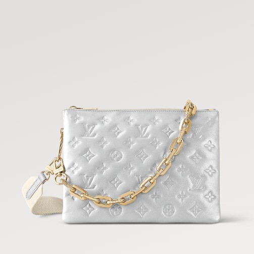 残少! Louis Vuitton ルイヴィトン COUSSIN PM BLEU GLACIER Louis Vuitton Blue Glacier Monogram Embossed Lambskin