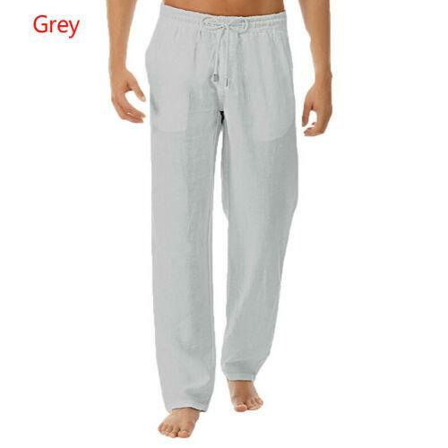 Mens Cotton Linen Loose Pants Casual Drawstring Beach Yoga Baggy Long Trousers  - Bild 15 von 17