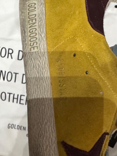 GOLDEN GOOSE Men's Yellow with Burgundy Star Leather SUPERSTAR Sneakers 43 - Picture 6 of 6