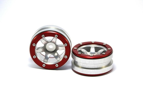 Beadlock Wheels PT- Wave Silver/Red 1.9 (4 pcs) - Picture 2 of 4