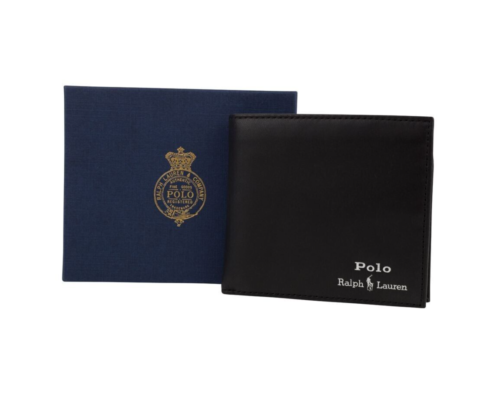 Polo Ralph Lauren Coin Pocket Black Leather Wallet Gift Mens Credit Card Holder - Zdjęcie 1 z 24