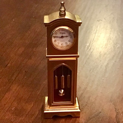 Brass Miniature Quartz Analog Grandfather Clock Elgin Untested - Dollhouse - Picture 4 of 5