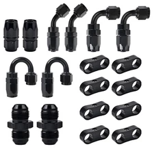6AN Hose End Fitting Kit Straight 45 90 180 Degree with AN6 Male to Male Coupler