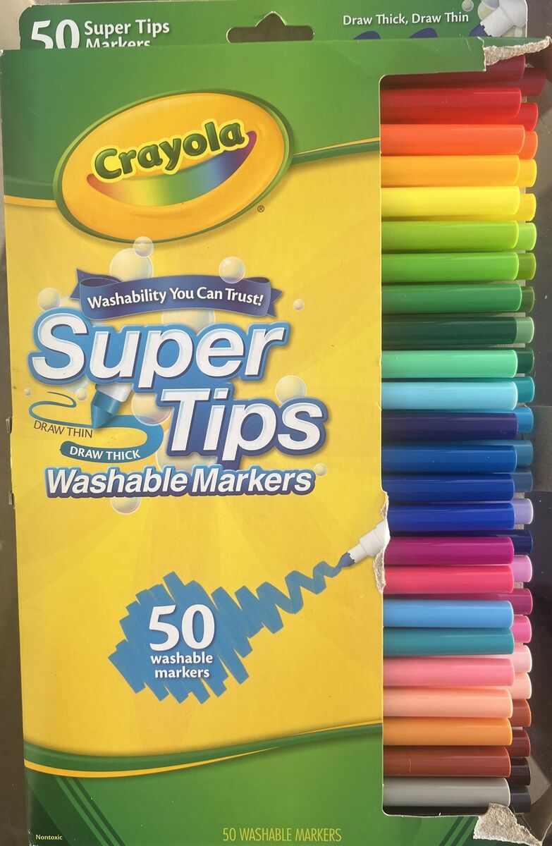 🌈CRAYOLA*~Super Tips~Washable Markers~Assorted Colors~50 Pack~New~Damaged Box🌈 🌈CRAYOLA*~Super Tips~Washable Markers~Assorted Colors~50 Pack~New~Damaged Box🌈
