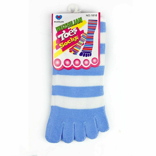6 Pairs Women Five Finger Toe Socks Striped Cotton Warm Soft Socks Casual Gift - Picture 4 of 8
