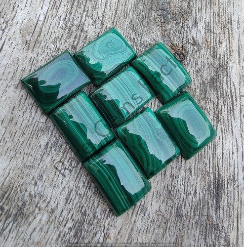 Natural Malachite Rectangle Shape Cabochon, Wholesale Gemstone Lot For Jewelry - Picture 7 of 10