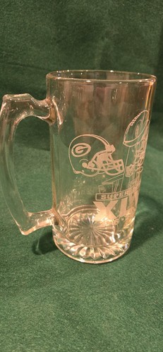 Green Bay Packers Super Bowl XLV Etched Glass Beer Stein - Picture 2 of 7