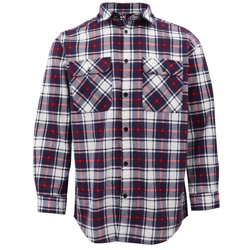 Men's 100% Cotton Flannelette Shirt Long Sleeve Plaid Check Flannel w Pockets - Picture 20 of 86