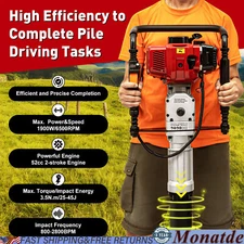 52cc Gas-Powered T Post Driver Fence Post Driver 2-Stroke Gasoline Push Pile New