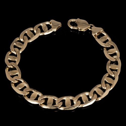 14k Yellow Gold Concave Mariner Chain Bracelet 7.5" 11mm 29.3 grams - Imagen 3 de 5