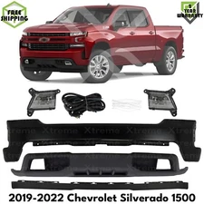 Front Bumper Paintable & Fog Lights Kit For 2019-2022 Chevrolet Silverado 1500