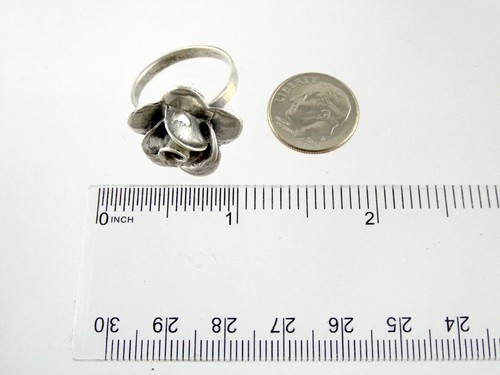 Vintage Sterling Silver Figural Flower Blossom Ring 925 Size 9.25 Weighs 7.4g - Afbeelding 8 van 17