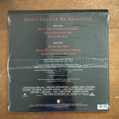 EX/EX Original 1st US 1997 MADONNA Don't Cry For Me Argentina 12" LP EVITA Vinyl - Bild 3 von 3