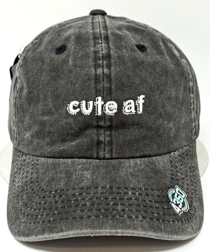 CUTE AF Cap Pigment Washed Distressed Dad Hat Adult OSFM Black NWT - Picture 2 of 7