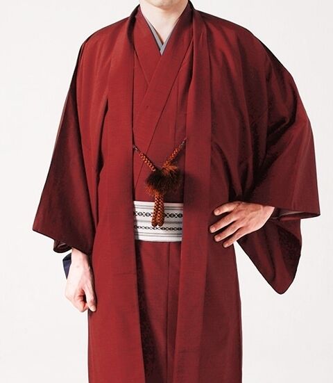 Japanese Men's Traditional Kimono HAORI Jacket Coat Red from Japanese Men's Traditional Kimono HAORI Jacket Coat Red from