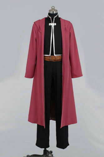 Fullmetal Alchemist Edward Elric Cosplay roter Mantel Umhang schwarz Anzug Jacke Kostüm - Bild 4 von 8