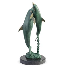 Flirty Dolphin Duo Sculpture Statue Marine Sealife  18 Inch ~ 51202 SPI Home