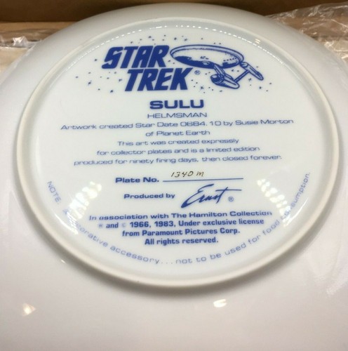 Star Trek "Sulu, Helmsman" Star Date 0684.10 1983 Hamilton Collectible Plate - Picture 9 of 12