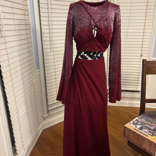 Rachel Allan 2 Piece Formal Gown Red Rhinestones- Size 8