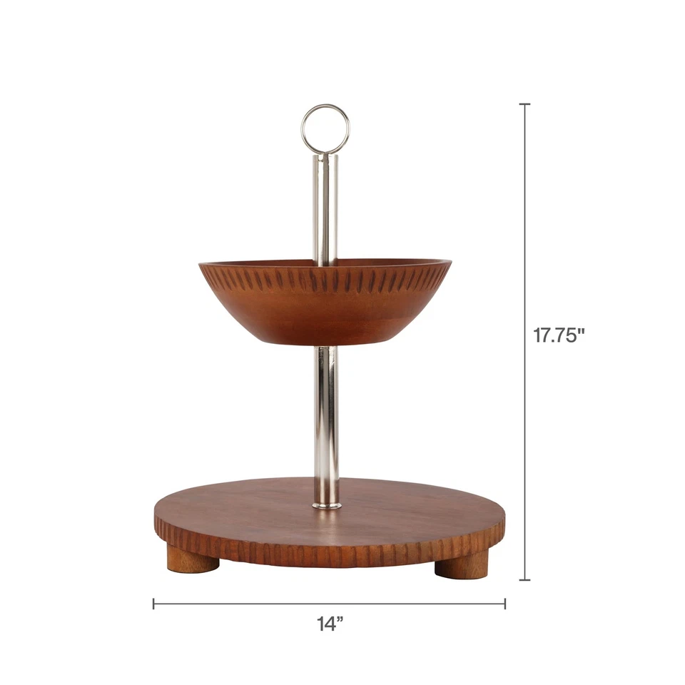 Cesta de frutas y soporte para platos de 2 niveles - 17,75 pulgadas de alto, 14 pulgadas Foto 2 de 4