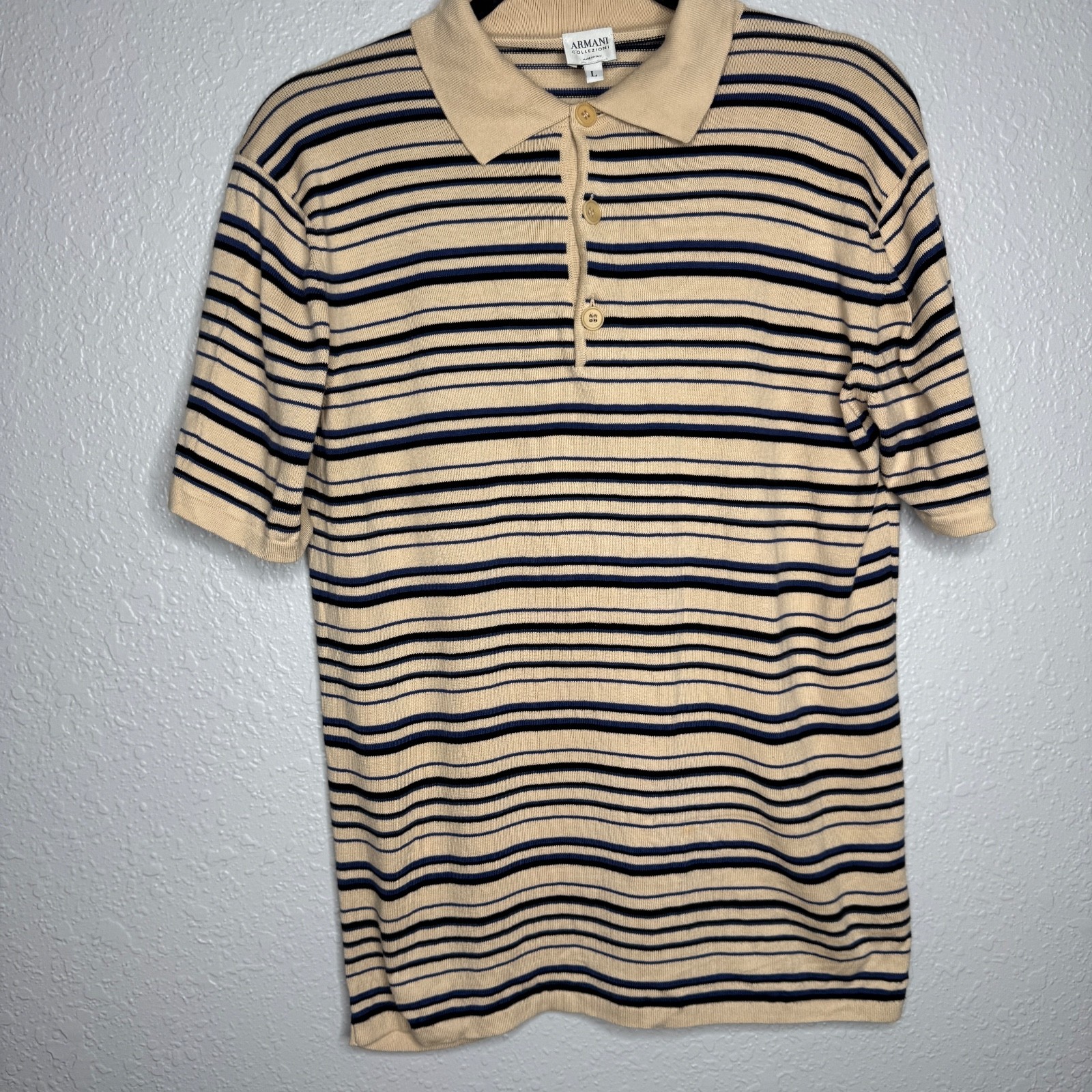 Vintage Rare Armani Collezioni Striped Large Polo Shirt image 4