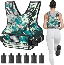 Adjustable Weighted Vest - Digital Camo 12-18lb Vest - 6 Weights
