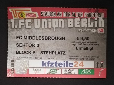 TICKET Friendly 2010/11 Union Berlin - FC Middlesbrough # 011