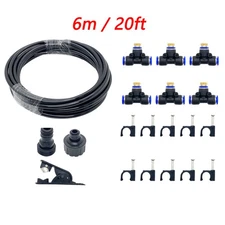 Misting Cooling System 20FT (6M) Misting Line + 6 Brass Mist Nozzles Garden US