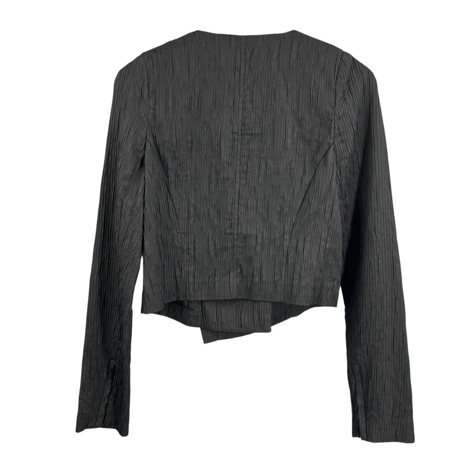 Rachel Roy Black Pleated Asymmetrical Zipper Jacket Size 8 Minimalist Edgy - Image 3 of 4