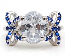 3CT Treated Blue Sapphire  Topaz 925 Sterling Silver Ring Jewelry Sz 7 UB4-4