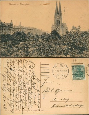 Postcard Chemnitz Körnerplatz 1915