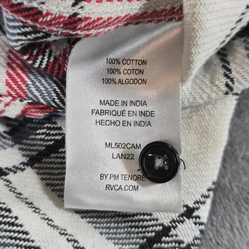 RVCA Flannel Shirt Mens M Regular Fit White Plaid Casual Outdoor Pockets - Bild 9 von 9