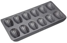 MasterClass Madeleine Tray with PTFE, PFOA and BPA 12-Hole (40 x 20 cm), Grey 