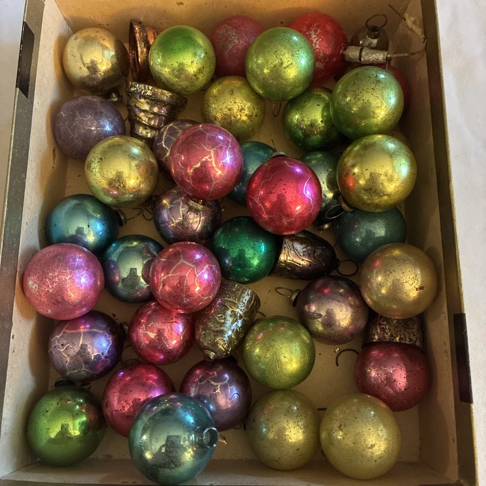 Lote De Colección Pequeños Adornos De Vidrio Mercurio Bombillas para Coleccionistas De Árboles De Plumas Foto 3 de 4