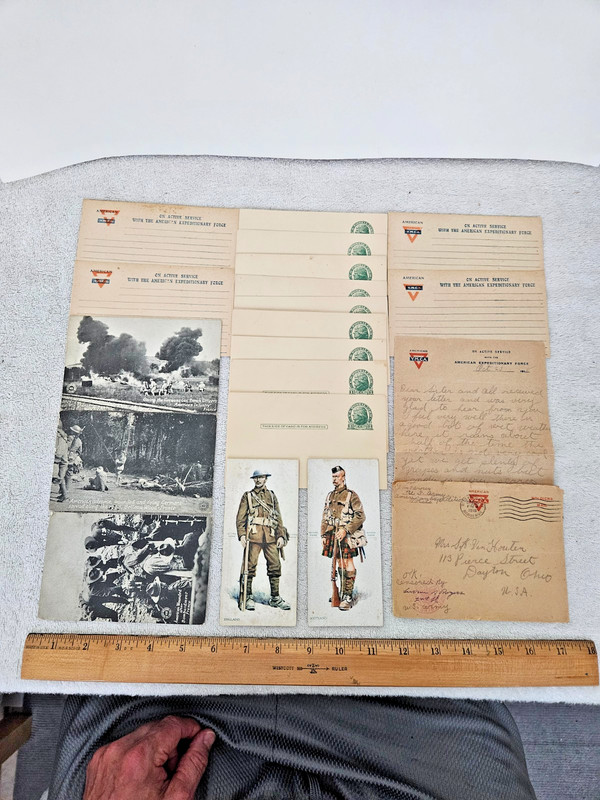 Antique Vintage WW1 Era Ephemera Lot - Postcards, Letter, etc.
