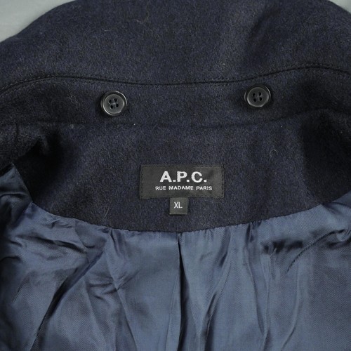 A.P.C. Wool Bomber Jacket Mens Extra Large Blue Coat Lana Winter Warm - Picture 6 of 15