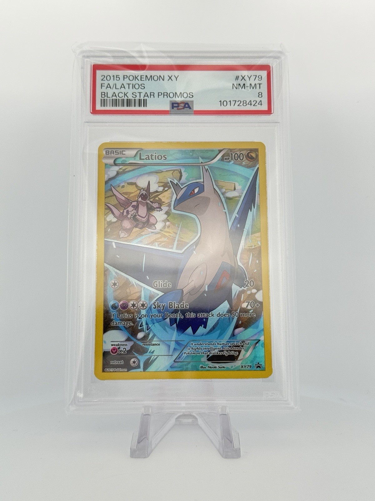 2015 POKEMON LATIOS FULL ART BLACK STAR PROMO XY79 PSA 8