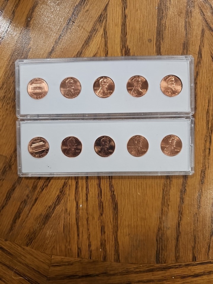 Complete set 2009 Lincoln Penny P&D Full Color Case 10 Coins Incl 2007 ...