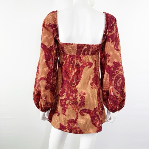 Urban Outfitters Vivienne Paisley bedrucktes Langarm-Minikleid Größe Small - Bild 6 von 12