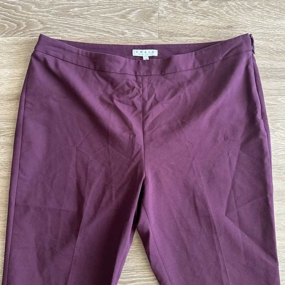 Pantalones de trabajo informales Chaus New York Pull On borgoña para mujer 16 Foto 2 de 4