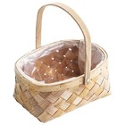 Portable Woven Flower Basket Picnic with Handle Natural Boho Handheld Planter