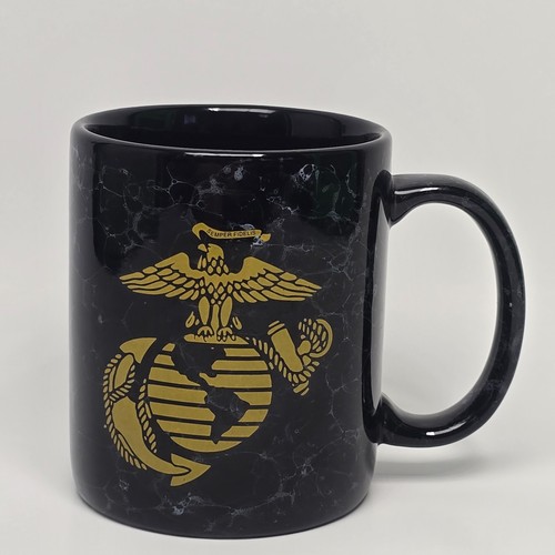 Tazza caffè Marines nera e grigia marmorizzata con oro Marines - Foto 2 di 8