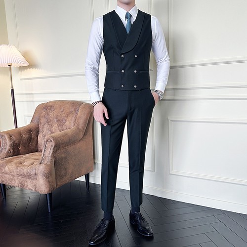 Korean Slim Fit Suit Vest Men's Business Casual Suit Wedding Dress Formal Vests - Bild 21 von 28
