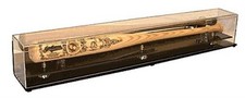 BCW Deluxe Acrylic Baseball Bat Display w/ Mirror Back Black Base Gold Risers