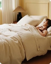 Cotton Duvet Cover Queen Queen 90" x 90" 03 - Cooling Beige No Comforter 